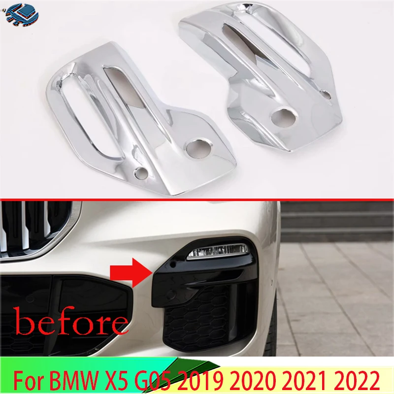 

For BMW X5 G05 2019 2020 2021 2022 Car Accessories ABS Chrome Front Fog Light Lamp Cover Trim Molding Bezel Garnish Sticker