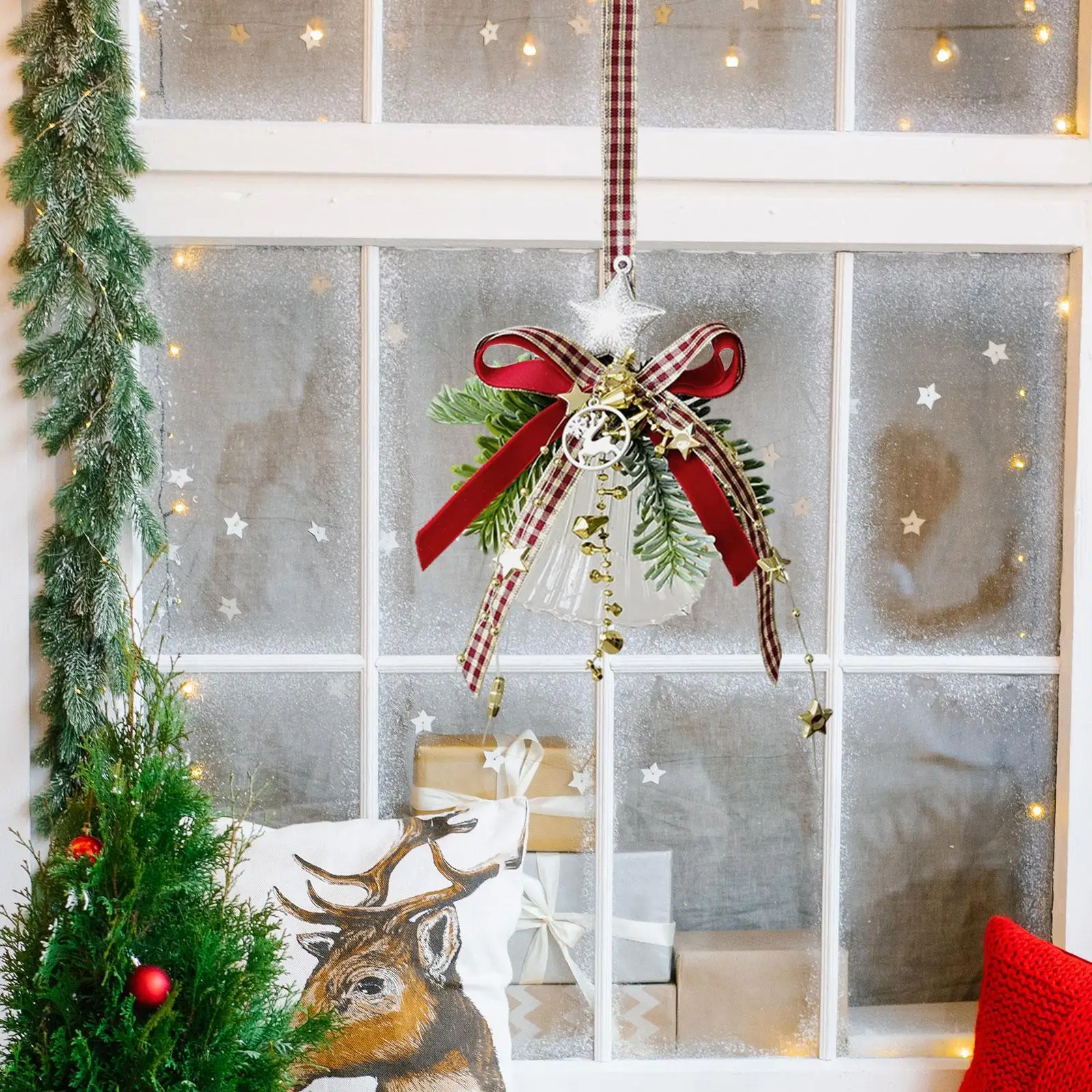Christmas Bell Ornament Jingle Bell Home Festival Glass Bell with Rope Xmas Tree