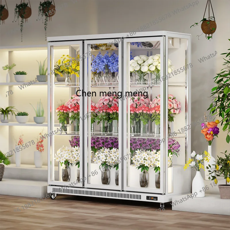 

Three-sided glass flower preservation display refrigerator stainless steel mirror freezer vertical refrigerator