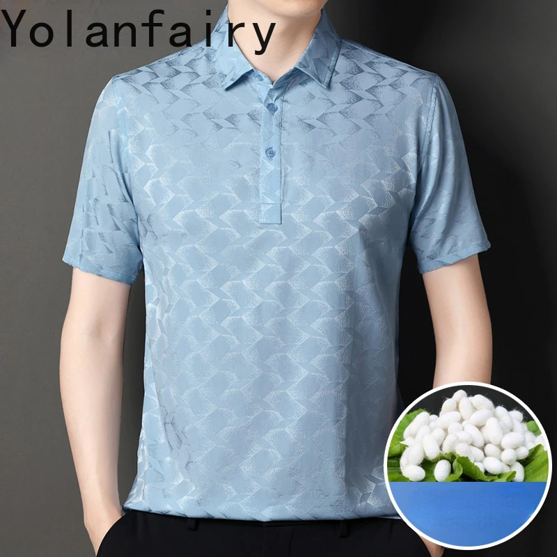 AYUNSUE 90% Mulberry Silk Polo Shirt New in Tops & Tees Mens Clothes 2024 Thin Style Summer T-shirts for Men Plaid Camisetas