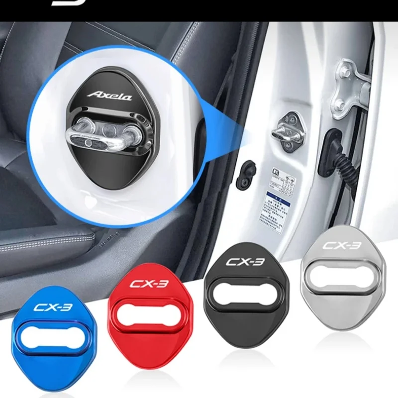 

4PCS Stainless Steel Door Lock Protector for Mazda CX-5 CX-30 6 3 2 Axela CX-4 CX-9 323 626 MS Automotive Supplies