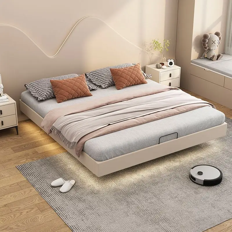 Suspended bed, all solid wood without bedside tatami row skeleton bed frame