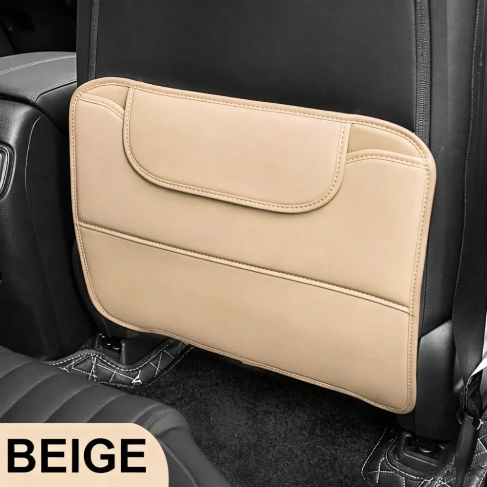 New PU Leather Car Seat Back Protector Wearproof Multi-Functional Anti-Kick Pads Anti-Scratch Backseat Storage Organizer