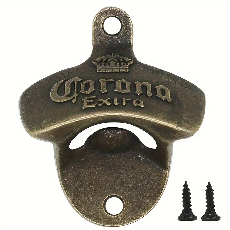 Old style wall mounted bottle opener with screws for easy installation, perfect for home bars and cafes, wine accessories