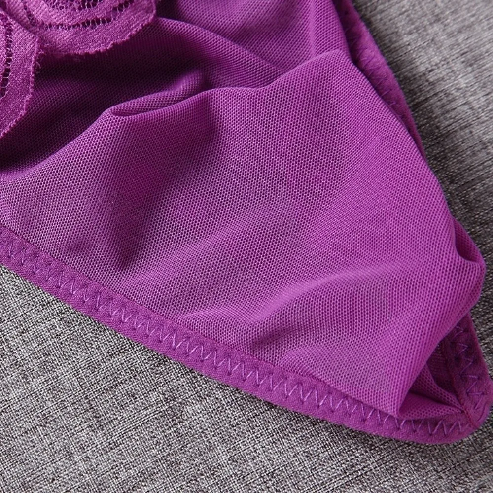 Comfortable Low Waist Men's Lace Thongs Ruffle Belt Underpants Men's Mesh Lace Panties T-back Lingerie Male Briefs Men