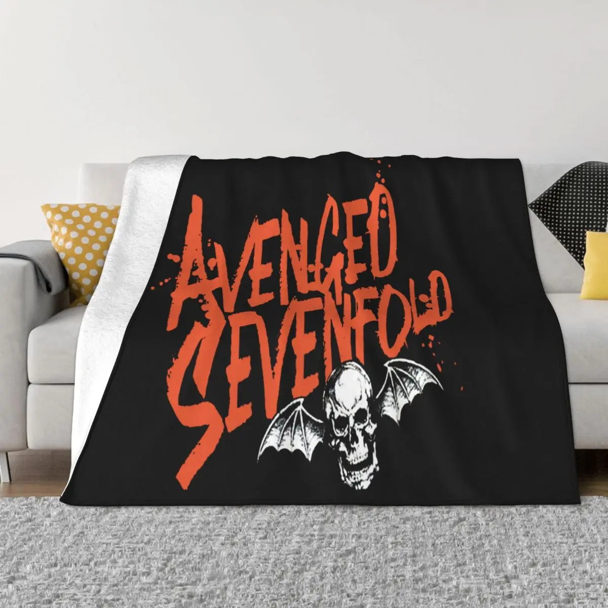 Avenged Sevenfold A7X Orange Splatter Men Unisex Plus Size Crewneck Chinese Style Animal Top Throw Blanket