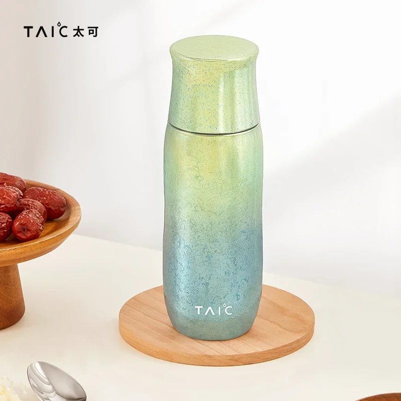 TAIC Titanium Water Cup Bottle Heat Preservation Portable 285ml High-grade Water Cup Kettle Outdoor Camping Tea Separation Cup