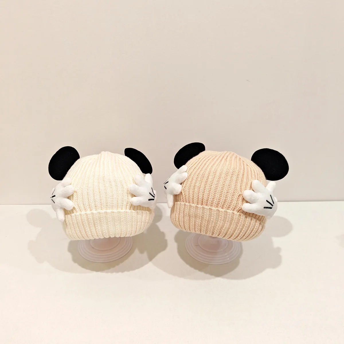 ديزني ميكي ماوس قفاز قبعة 2025 الشتاء محبوك قبعة للبنين بنات، لطيف الكرتون الأذن الدافئة قبعة مبطنة بالصوف للفتيات الفتيان #2