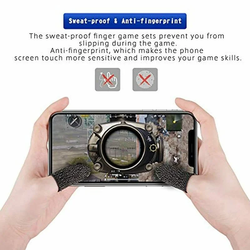2Pcs Finger Cover Game Controller for PUBG Sweat Proof Non-Scratch Sensitive Touchscreen Gaming Finger Thumb Sleeve Gloves