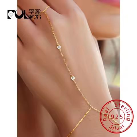 Jewelry 925 Sterling Silver 14K Gold Plated Cz Zircon Geometric Circle Bracelet Ring Bracelets