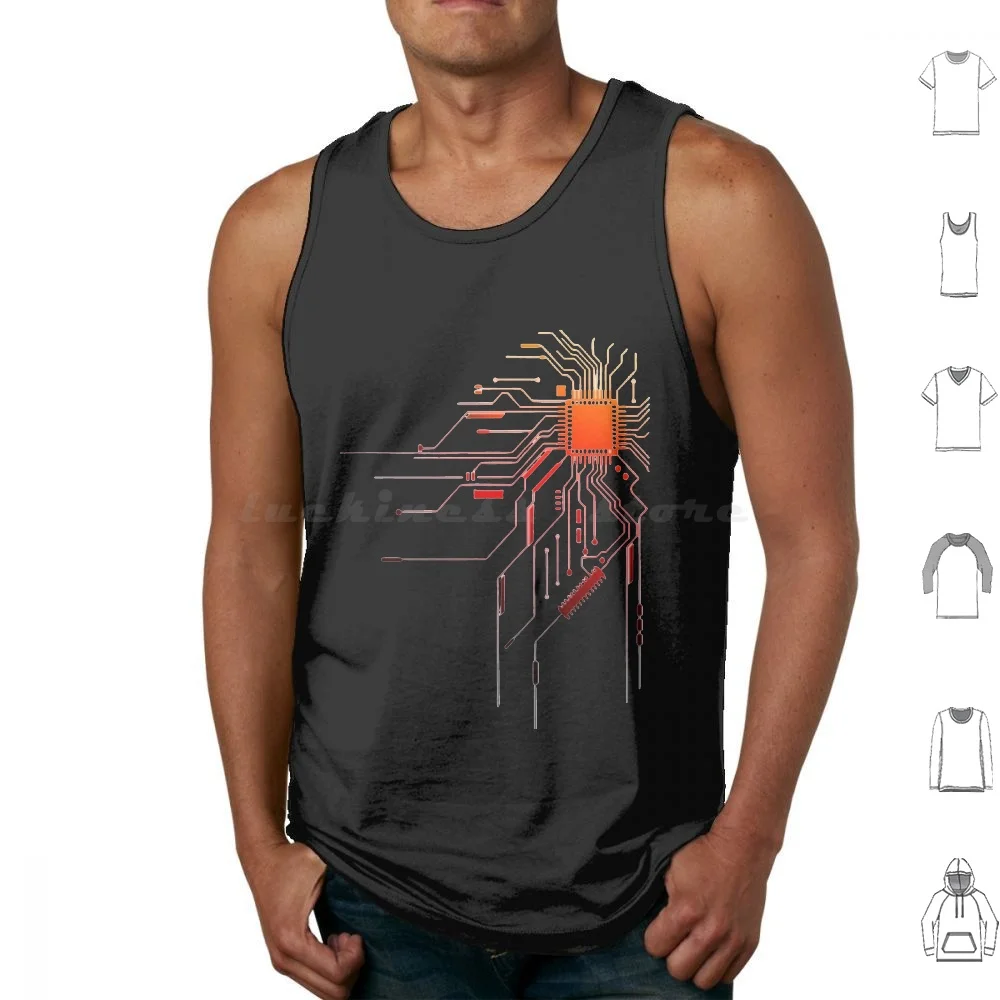Computer Cpu Core Heart Tank Tops Print Cotton Computer Pc Core Cpu Heart Programmer Cpu Heart Chipset Board Pc
