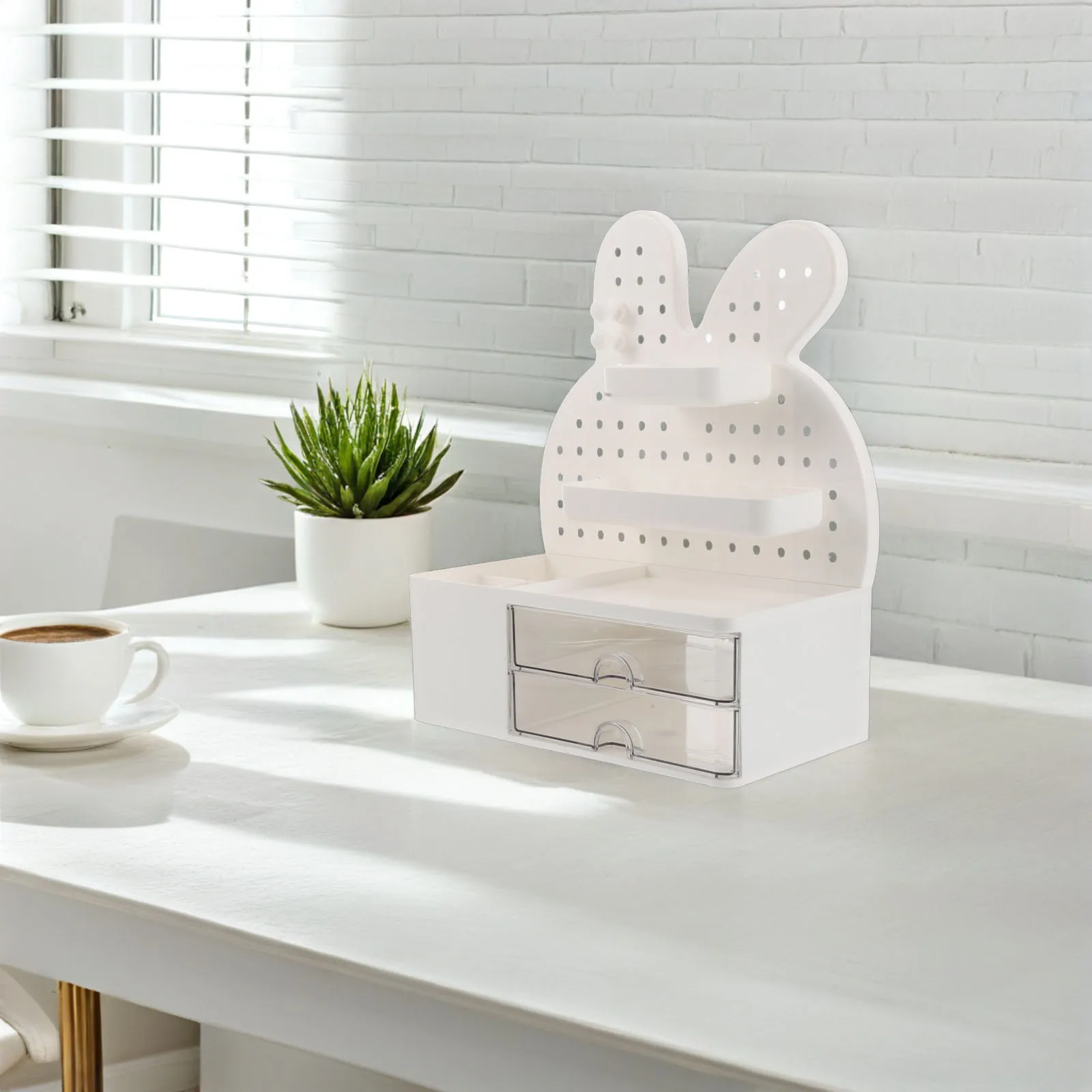 

Cartoon Bunny Desk Organizer Storage Box Pegboard Accessories Multifunctional Desktop Drawer Rack Plastic Dormitory RV Office
