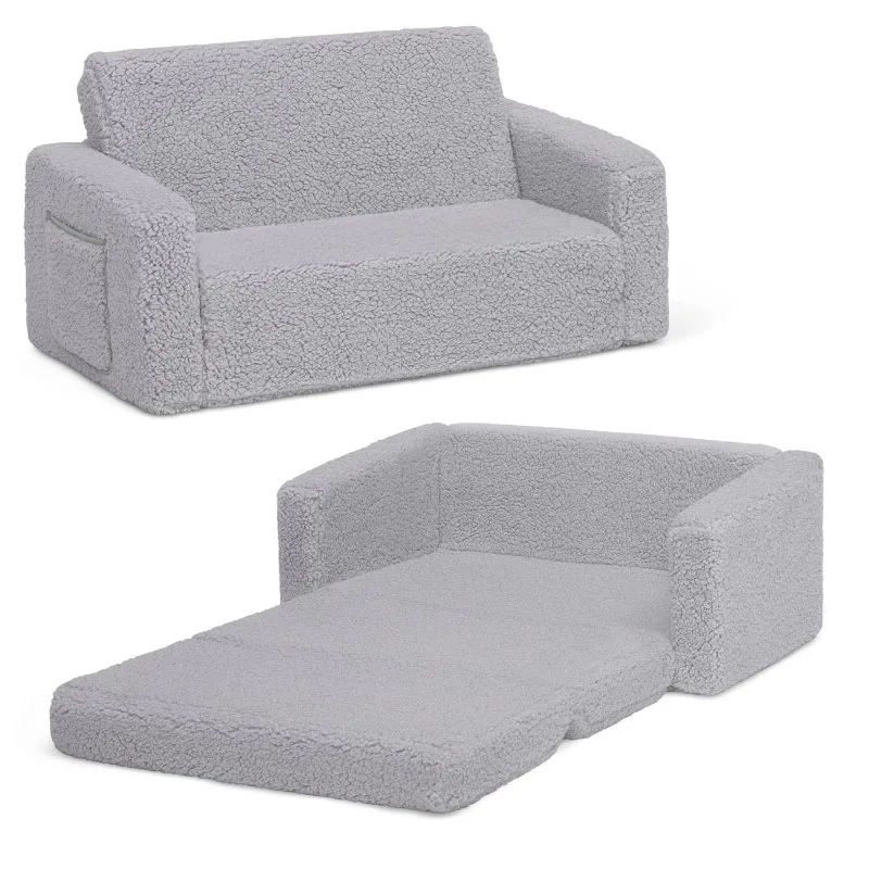 

Cozee Flip-Out Sherpa 2-in-1 Convertible Sofa to Lounger for Kids