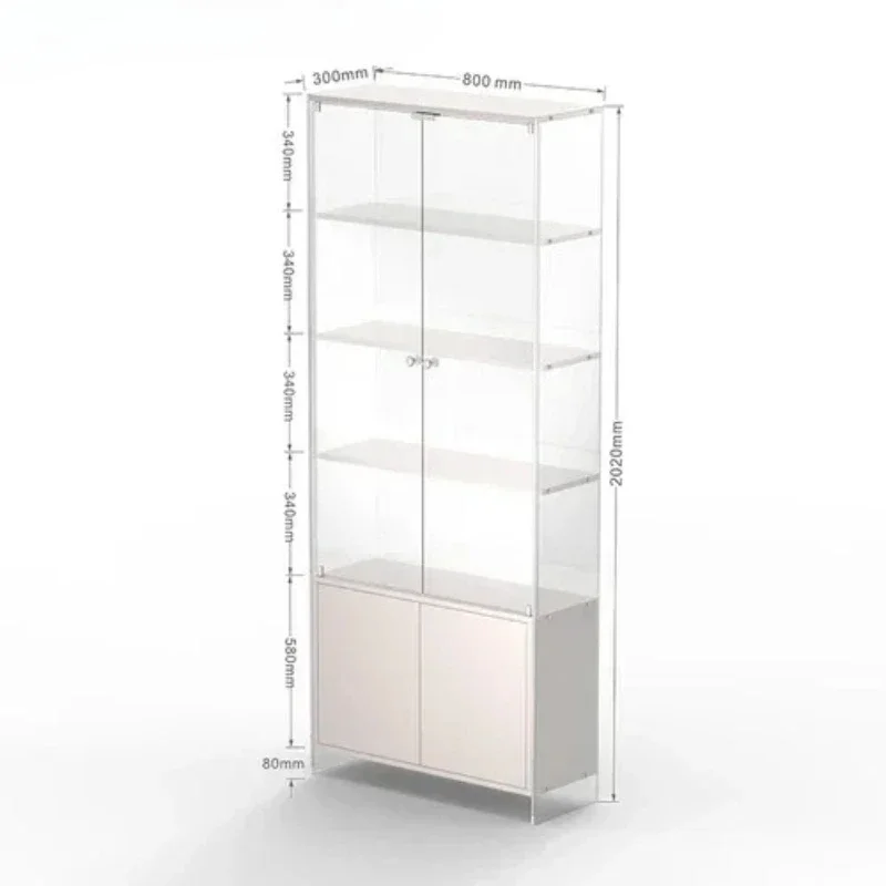 B02 Acrylic Floor Bookshelf and Storage Shelf Multi-Layer Bookcase with Glass Door