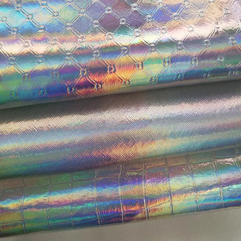 1 Meter Pu Leather Waterproof Vinil Glitter Fabric Rainbow Mirror Leather Cloth Imitation Leder Tecido Couro Sintetico