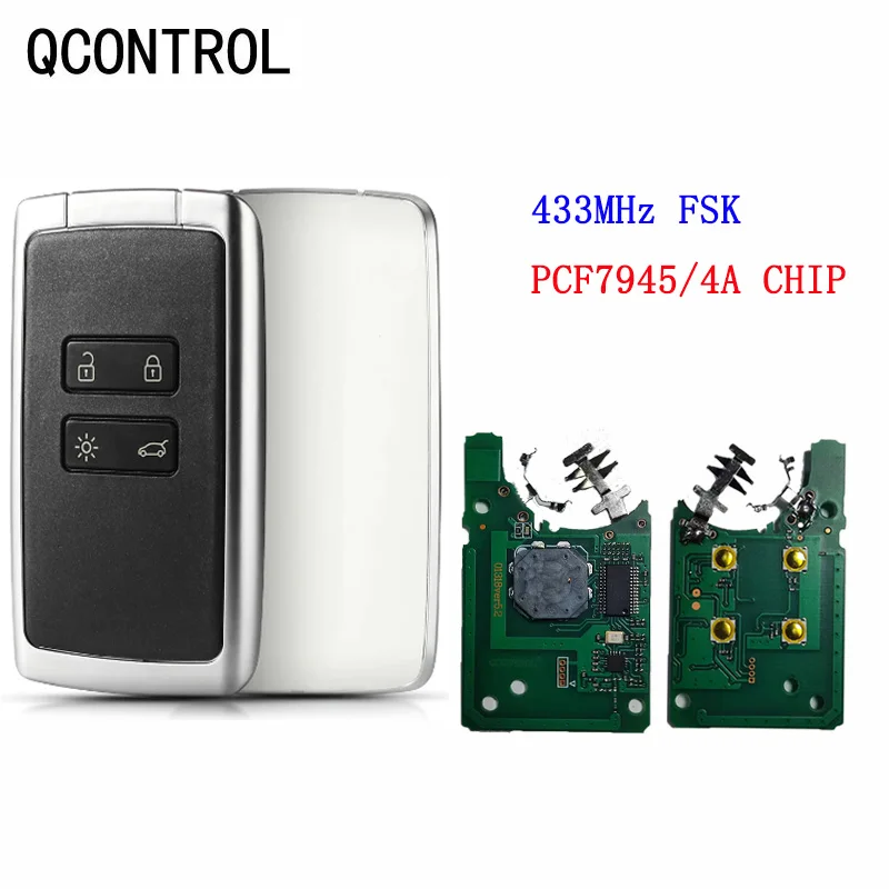 Qcontrol 4 przyciski bezkluczykowe zdalne inteligentny klucz samochodowy do Renault Megane 4 Cuptur Duster Koleos Espace hitaes 4A PCF7945 433MHZ