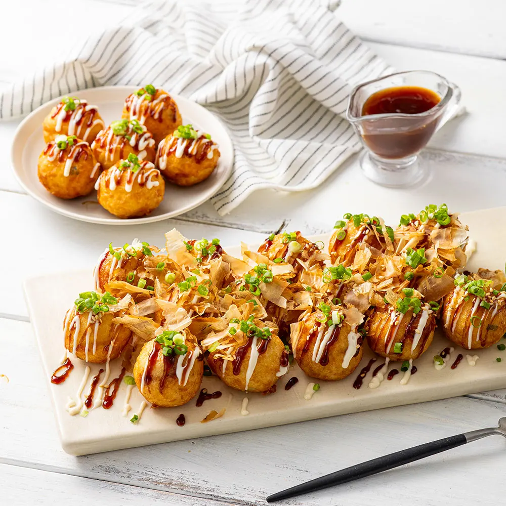 Octopus Takoyaki 1kg 2kg Freidora de aire de gran tamaño Refecha preparada Merienda congelada
