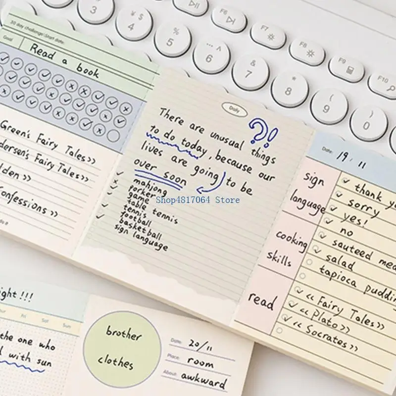 T3LB Bright Color Tearable Note Adhesive Lined Notepads Note Book Multipurpose