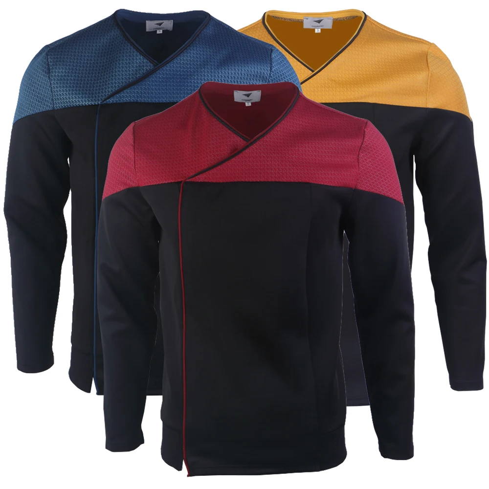 

ST Picard 3 Command Rot Uniform Cosplay Starfleet Gold Blau Shirts with Zipper Picard Costume Halloween Party Prop