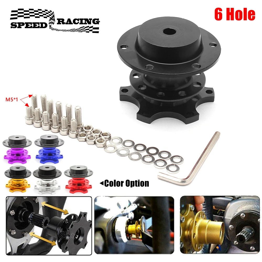 Universal Steering Wheel Quick Release Hub Adapter Snap Off Boss Kit with 6 Hole Steering Wheel Hub for Race/Rally/Motorsport