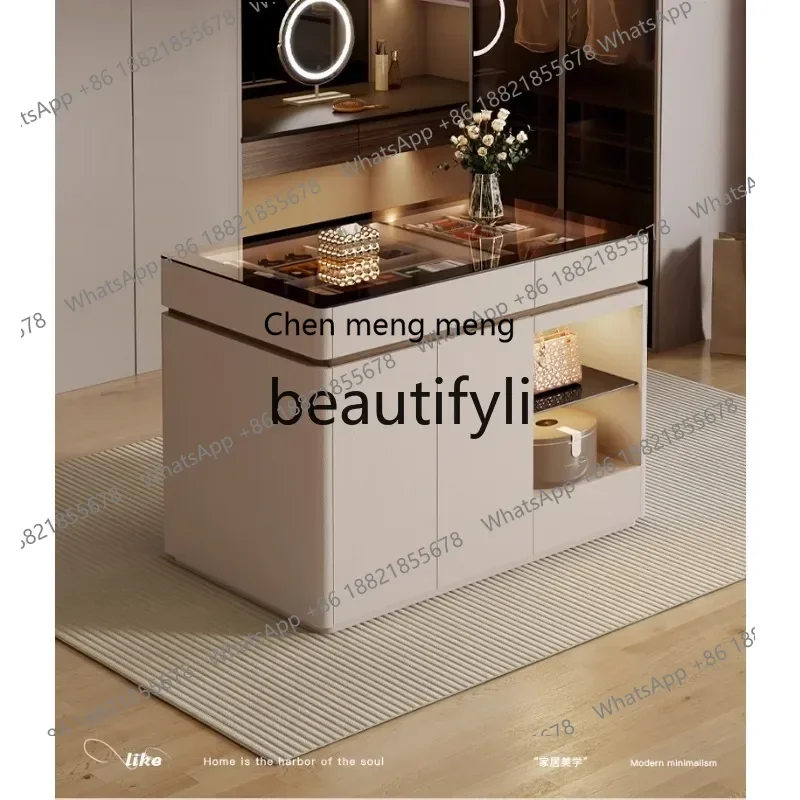 

11Cloakroom, mid-island cabinet, jewelry display cabinet, bedroom, light luxury, high-end storage, chest cabinet integrated