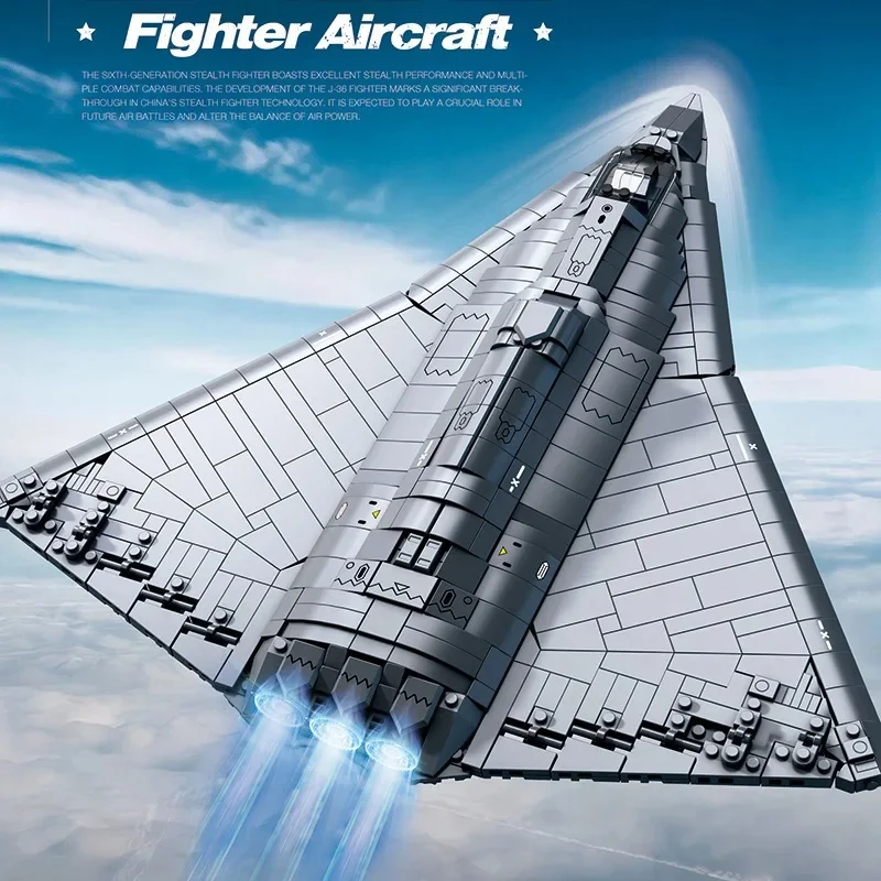 1521pcs Reobrix 33045 J-36 Sixth-Generation Stealth Fighter Building Blocks Bricks Assembling DIY Adult Toy Christmas Gift Set