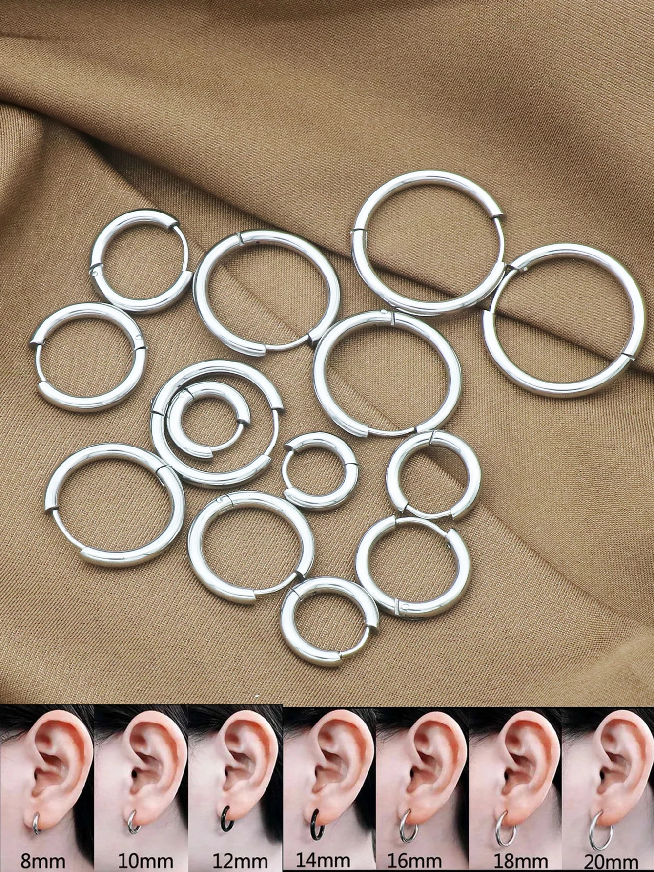 

Classic Silver Color Stainless Steel Hypoallergenic Chunky Thick Loop Hoop Earrings for Lady Women