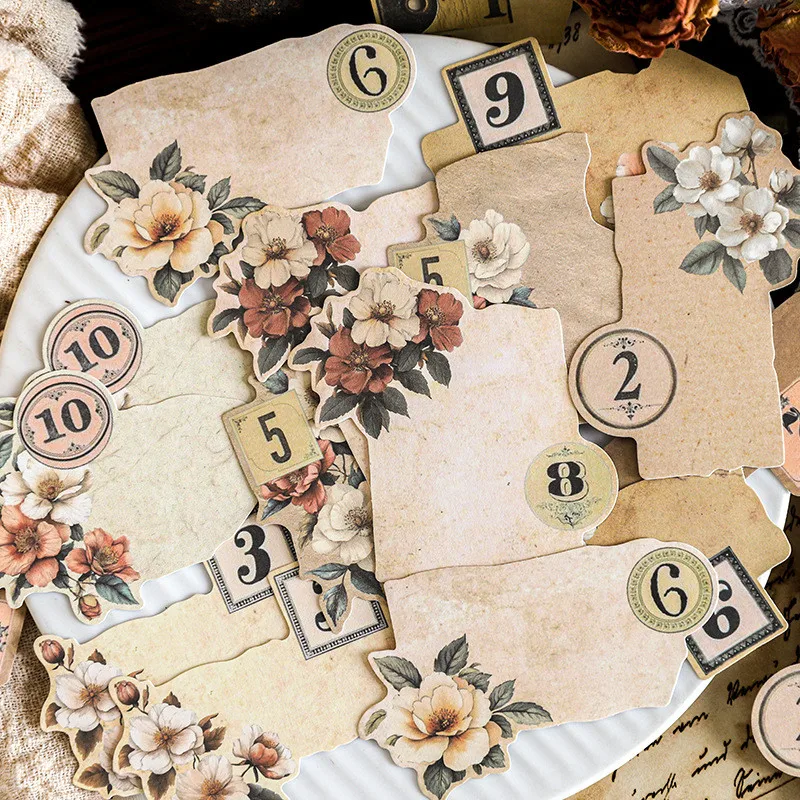 

Journamm 20PCS Floral Paper Sticker Memo Stickers DIY Scrapbooking Creative Collage Label Decor Junk Journal Message Notes