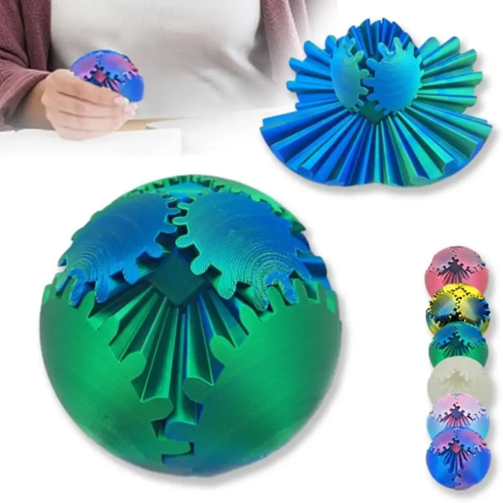 Creative Anxiety Relaxing 3D Printed Gear Ball Fidget Toy Gear Sphere Spin Ball Sensory Needs Rotary Stress Ball for Adults