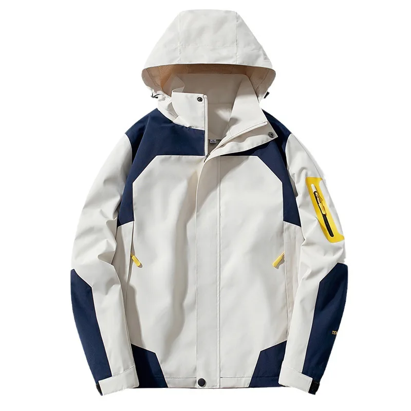 

Men's Fashionable Waterproof Windproof Jacket Detachable Hooded Outdoor Hiking Camping Sports Windproof Lightweight Jacket