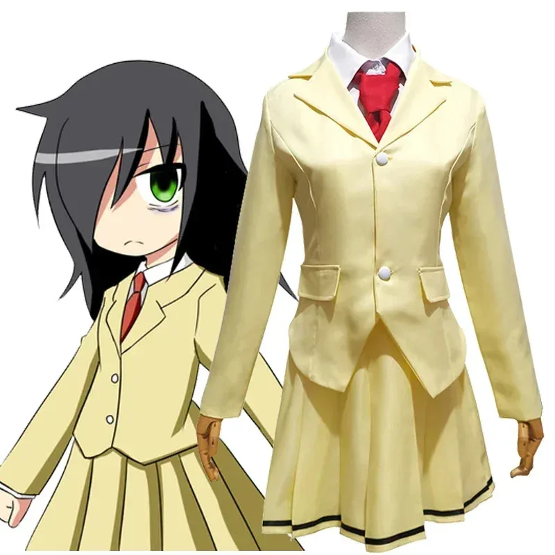 QQ78Request7Anime WataMote Tomoko Kuroki أزياء تنكرية للنساء والفتيات تنورة Jk صفراء جميلة ملابس موحدة للهالوين كرنفال P
