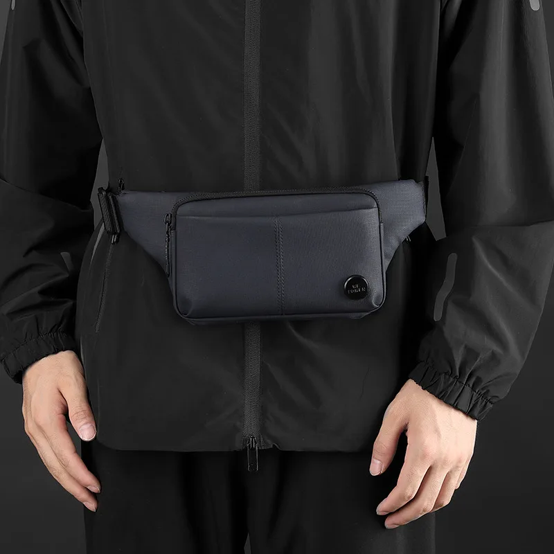 Men Waist Fanny Pack Sling Chest Bum Bag Multi-purpose Waterproof Nylon Running Sports Casual Travel Male Hip Belt Pack Bags