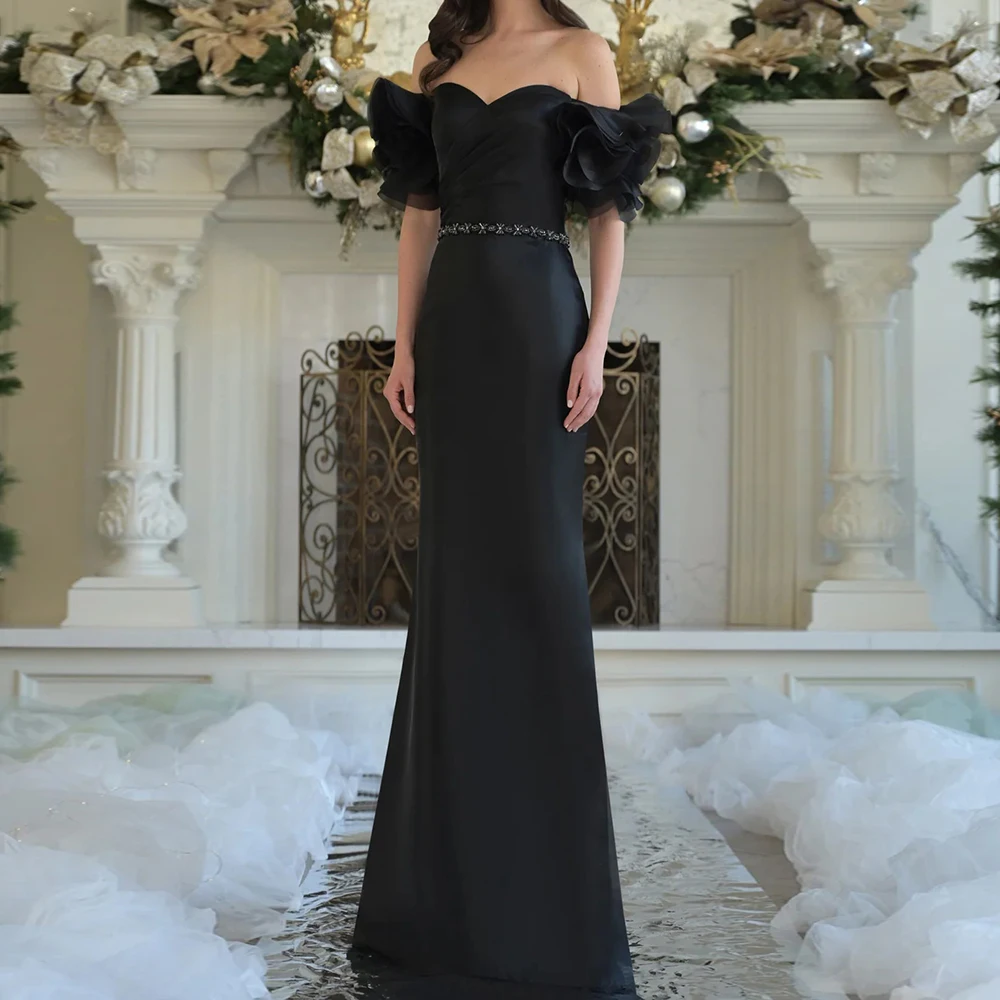 

Вечерние платья русалки по индивидуальному заказу, длиной до пола, с открытыми плечами, без рукавов, платье для выпускного вечера, модное драпированное вечернее платье с блестками и рюшами