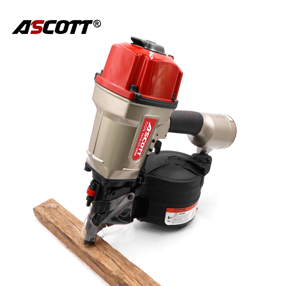 ASCOTT-Industrial Nail Gun para Carpintaria, Pallet Making Coil Nailer, Air Coil Nailer, Esgrima Framing, CN57 CN70 CN80 CN90B