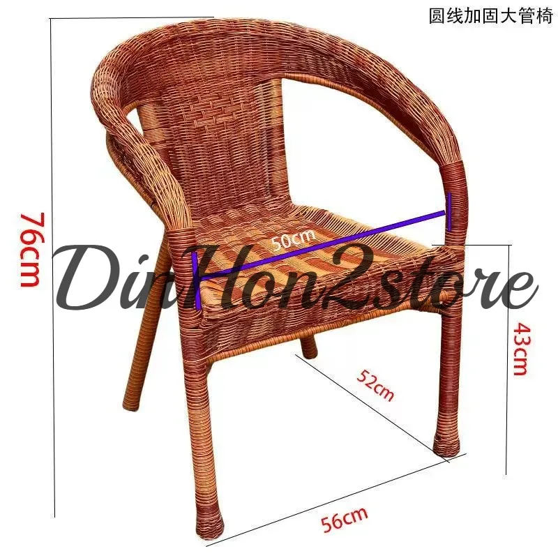 Chair rattan chair round line braided bold reinforced backrest armrest single outdoor table   elderly