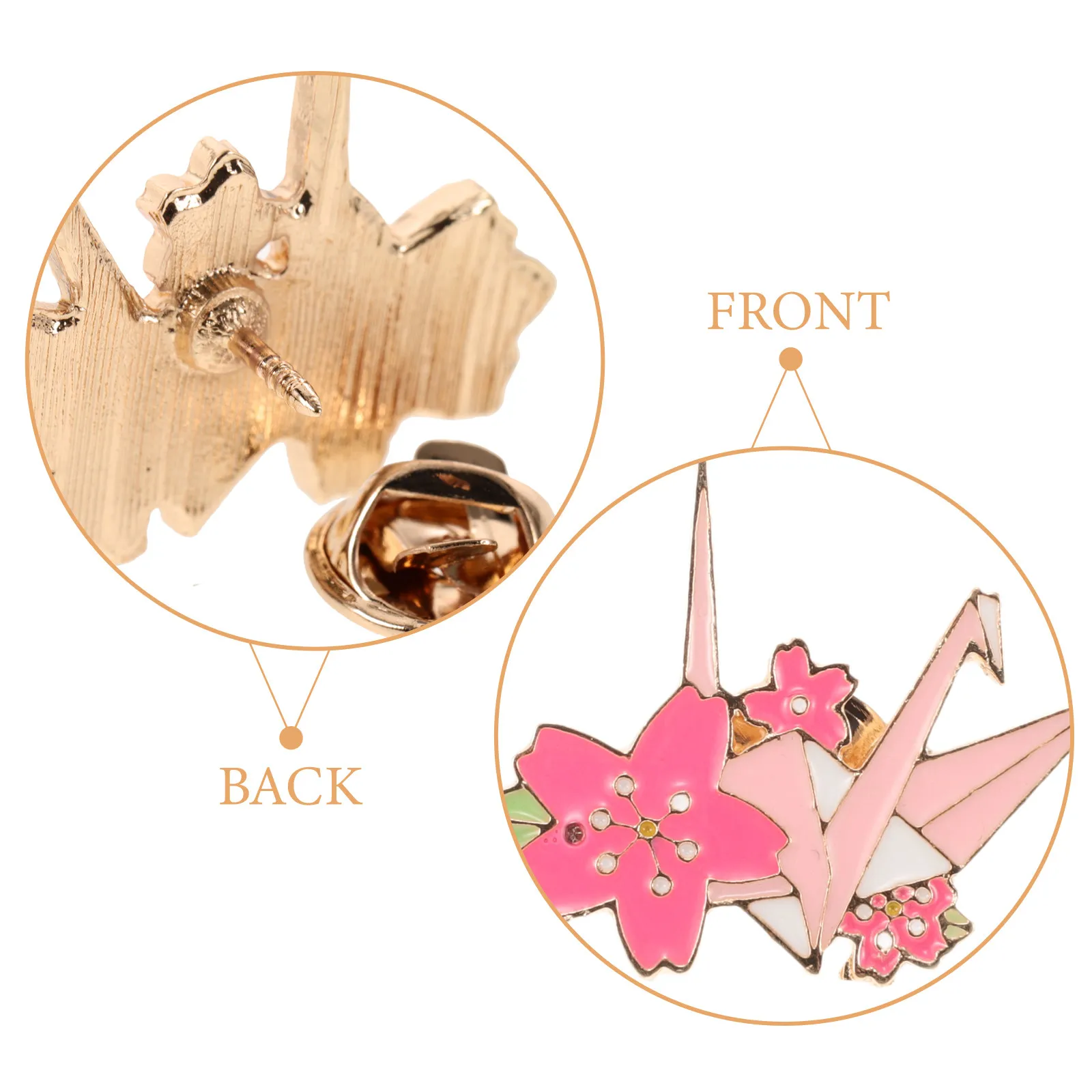 6Pcs Alloy Enamel Cherry Blossom Crane Brooch Pin Origami Bird Lapel Badge Vintage Kawaii Floral Accessory for Blouse Cardigan