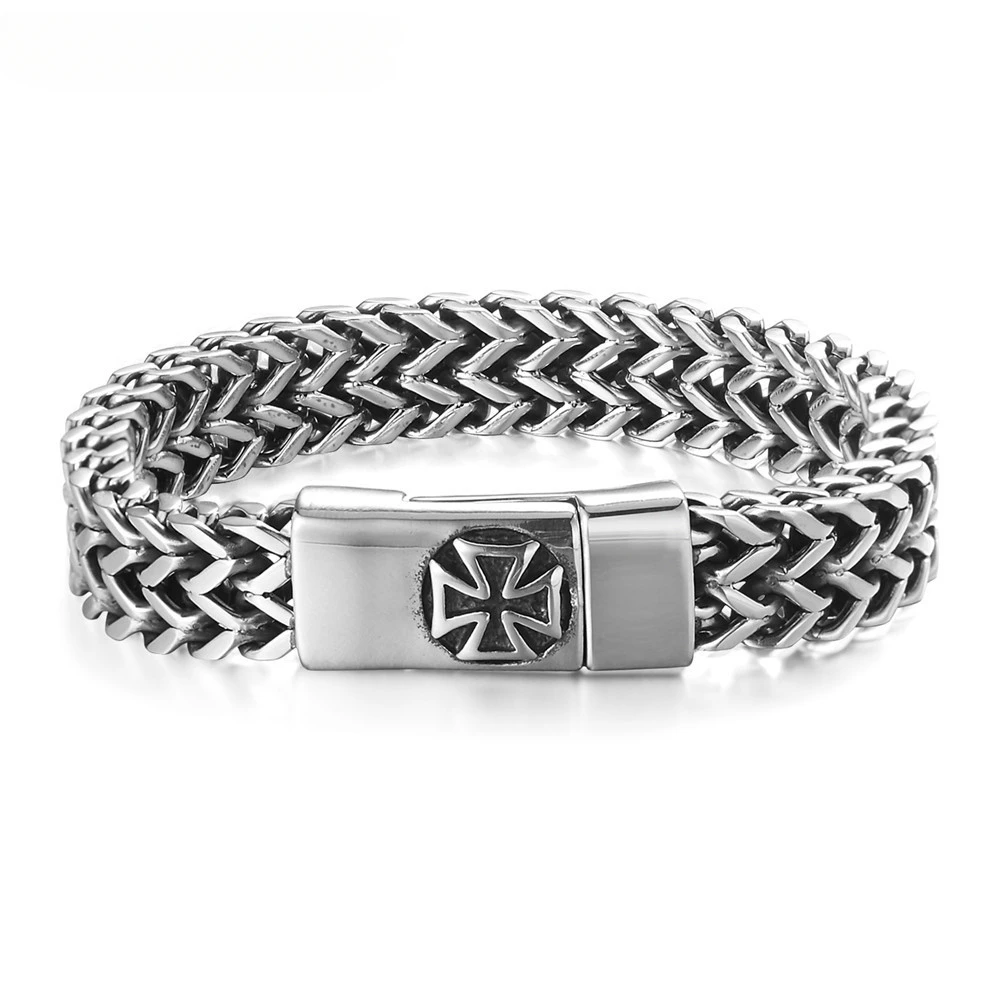 Stylish and Minimalist European and American Cross Men's Stainless Steel Bracelets Chain