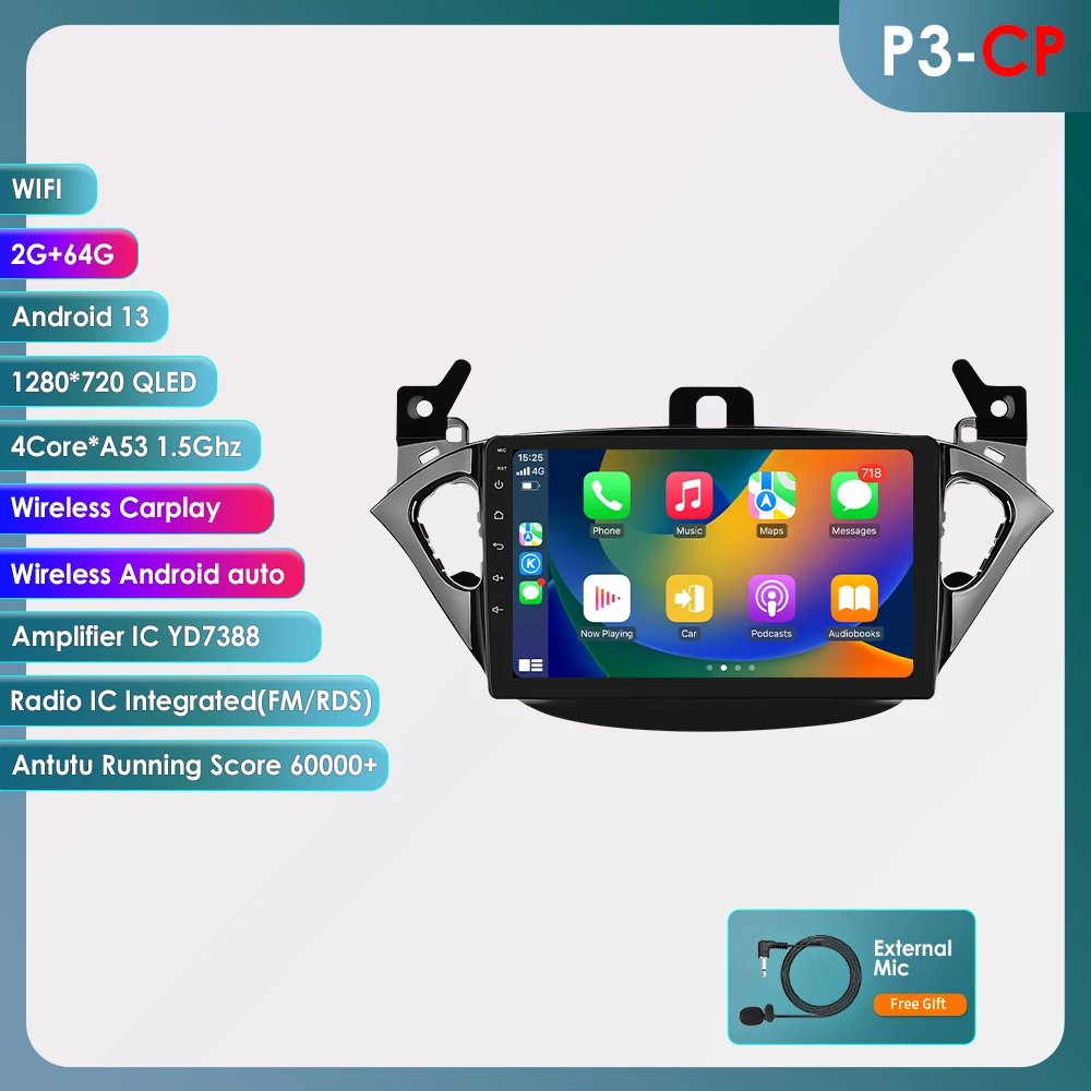 ossuret Carplay Android 12 Autoradio Voor Opel Adam 2013-2016 Opel Corsa E 2015-2019 Auto Multimediaspeler 2din Autoradio 4G-Let
