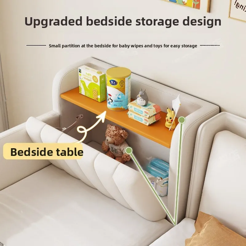 Sleeping solid wood bed storage small bed soft bag baby