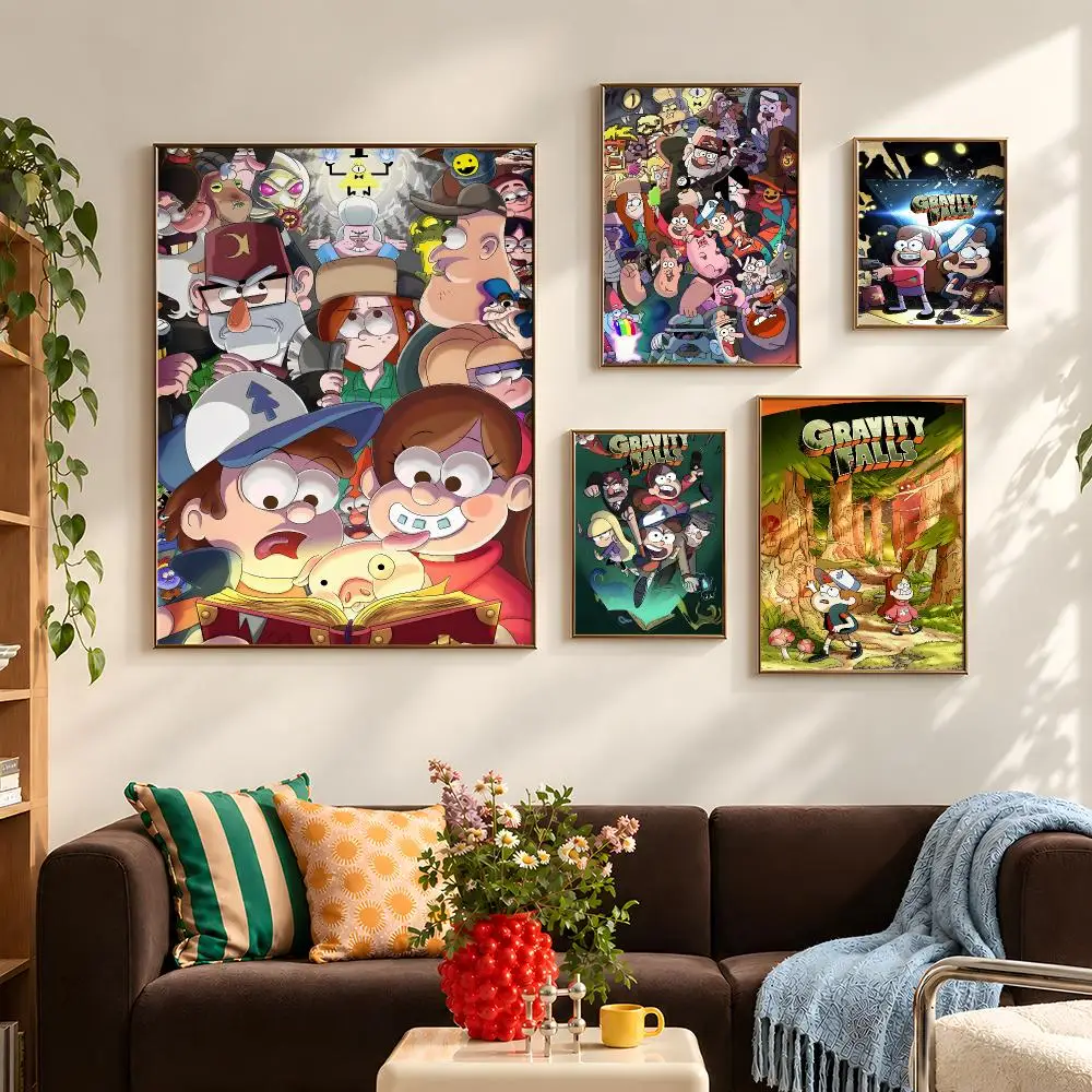 Cartoon Bill Cipher Gravity Falls Poster Self Adhesive PP Wall Art HD Gaming Room Bedroom Living Room Decor Apartment Gift