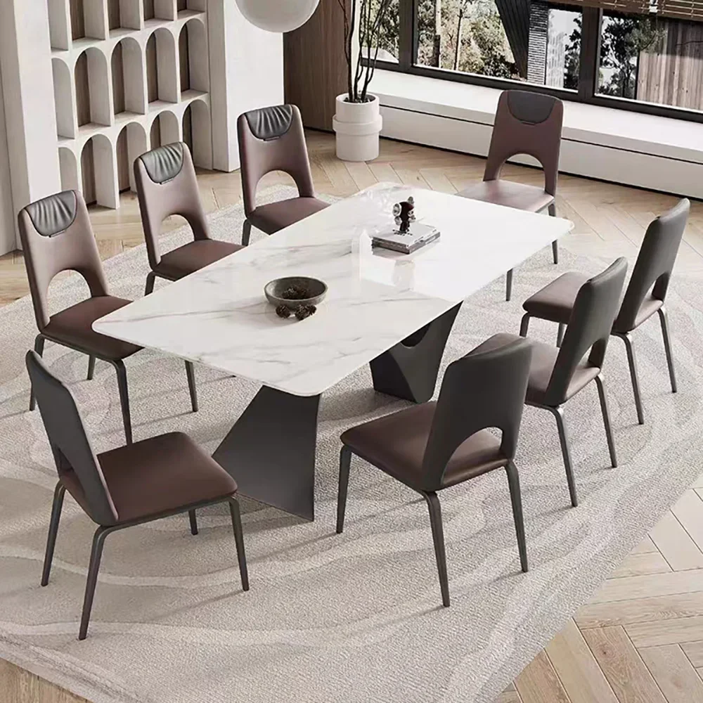 Italian Light Luxury Special-Shaped Creative Rock Slab Dining Table Kitchen Dining Combination Furniture