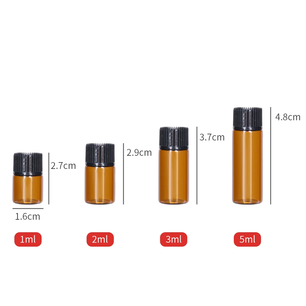 New 8pcs/pack 1 2 3 5ml tea color essential oil bottle aromatherapy bottle mini portable sample bottle glass bottle
