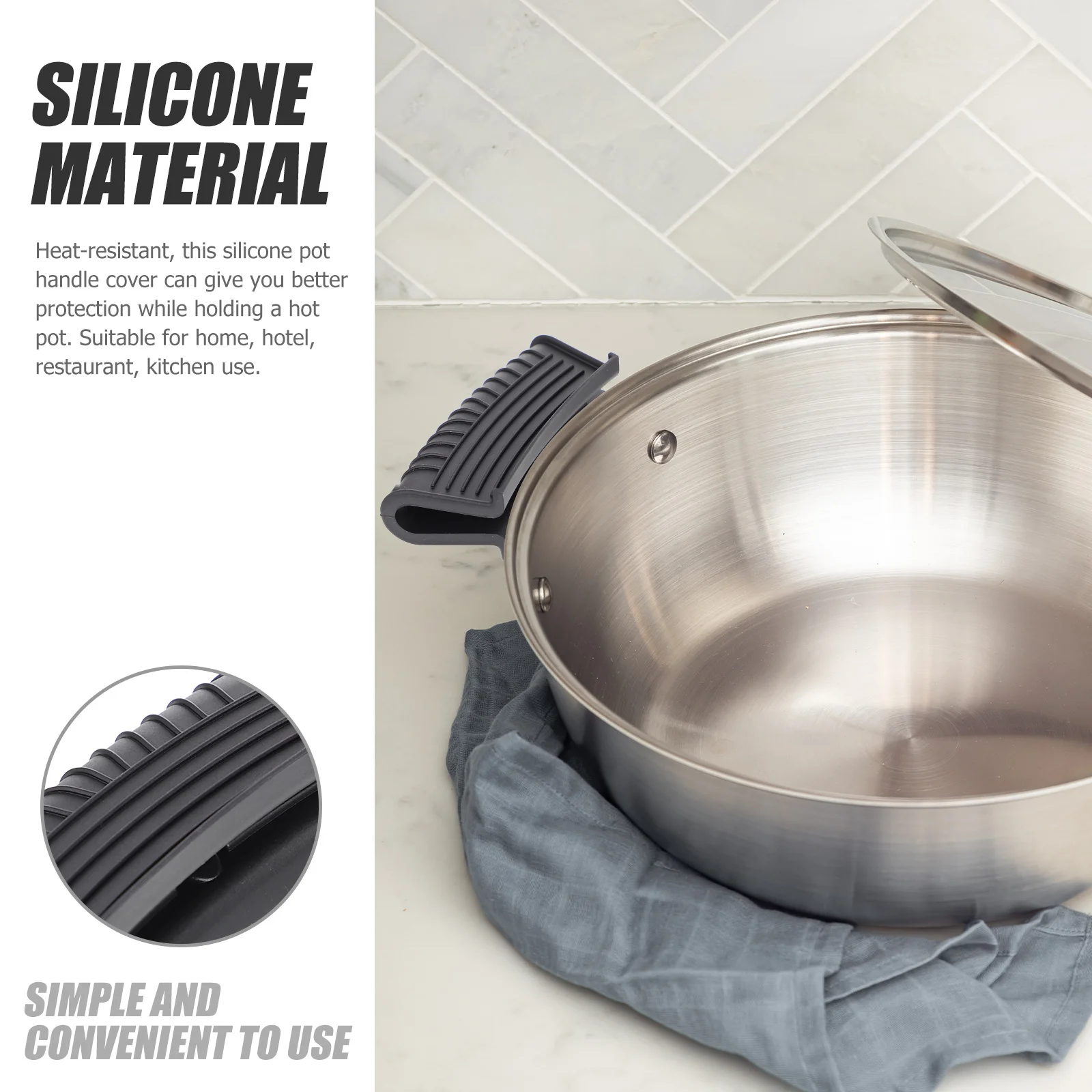 

2pcs Silicone Pan Covers Heat-Resistant Anti-Scald Pot Handle Sleeves Non-Slip Insulated Wok Handle Grips Kitchen Cookware