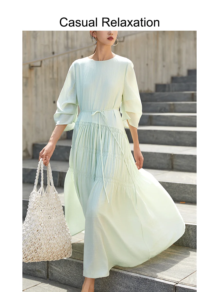 

Новая летняя женская повседневная длинная юбка А-силуэта для отдыха на пляже, простая и элегантная, в модном стиле.