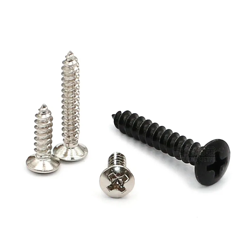 100Pcs M2.1 M3 Medium Carbon Steel Cross Phillips Raised Countersunk Head Half Oval Self-tapping Screw Bolts L=12/16mm