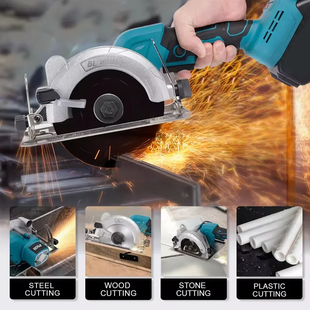 Brushless Circular Saw 125mm Cordless Electric Saw Adjustable Wood Cuttiing Machine Handheld Woodworking Saw for Makita Battery