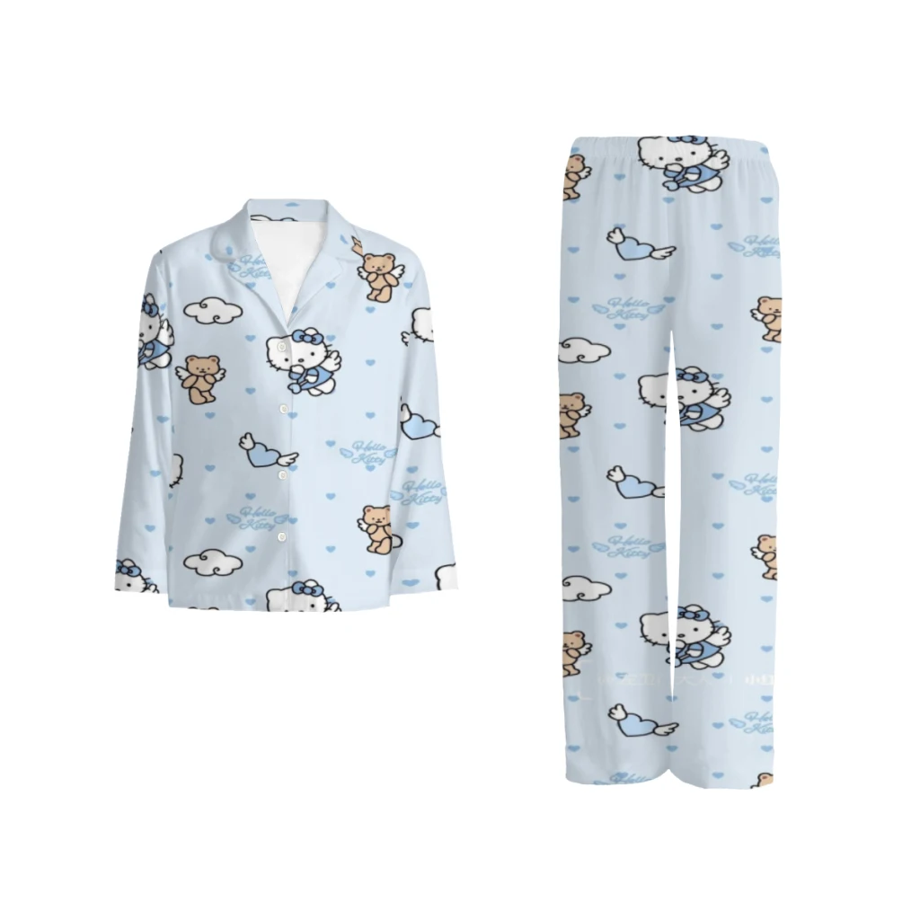 

disney Cotton pajamas set for men and women, long-sleeved strawberry doll print casual pajamasdisney