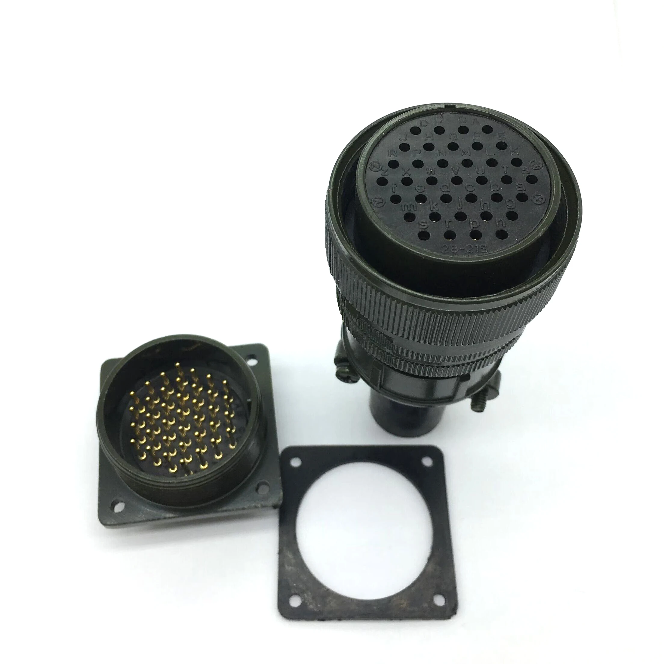 Tomada de Plugue de Aviação Padrão Americano Conector Impermeável Reto M40 Placa Dourada 37 Pinos Ms3108a2821s Ms3102a28-21p 37 Núcleos