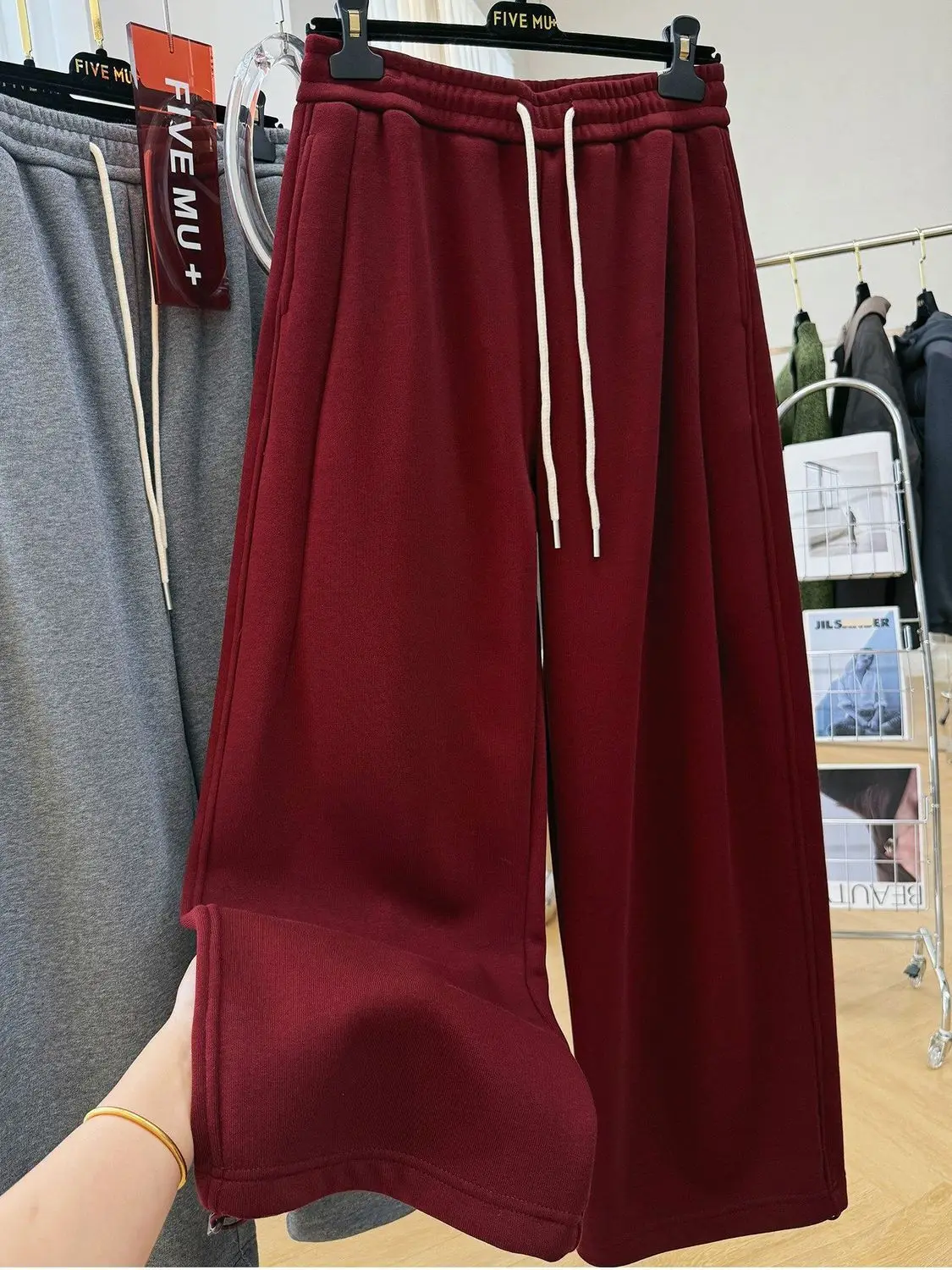 

Зимние повседневные брюки больших размеров в корейском стиле, с эластичным поясом, на флисовой подкладке, утепленные, свободного кроя, универсальные, широкие, прямые, типа «труба»