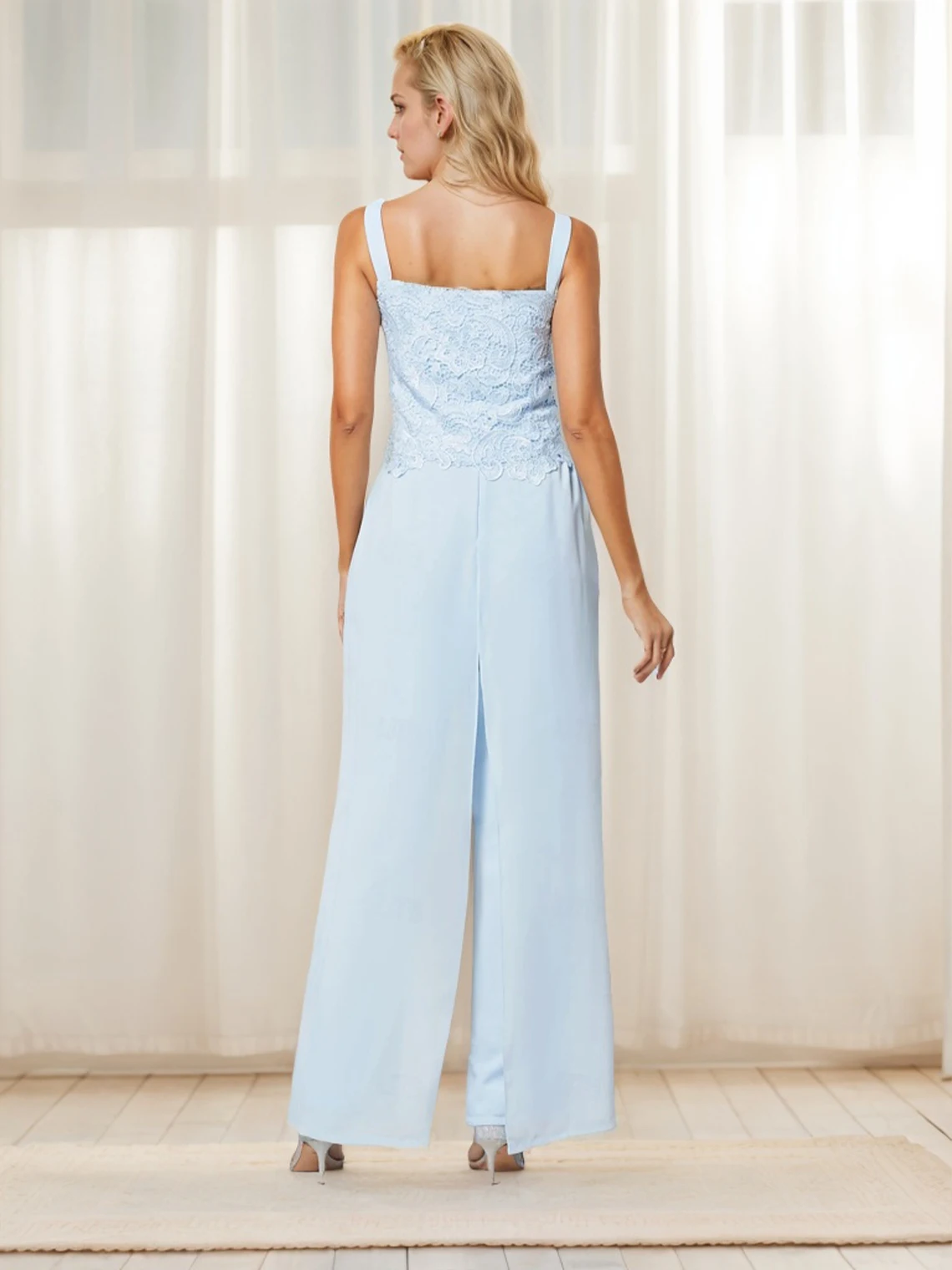 エレガントな3ピースイブニングドレス、レースシフォン、7分袖、スクエアネック、床丈、ウェディングゲストドレス2025、無料カスタマイズ